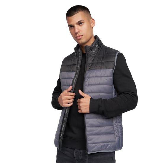 Crosshatch Mens Presnell High-Neck Gilet (Charcoal) - Image 3