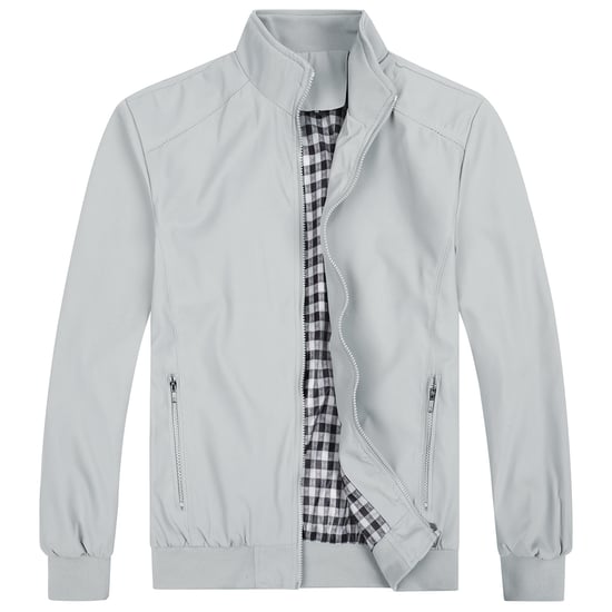 Men's Bomber Jacket with Stand-Up Collar, Transitional Jacket for Autumn, Casual Sports Jacket Gray - Image 1