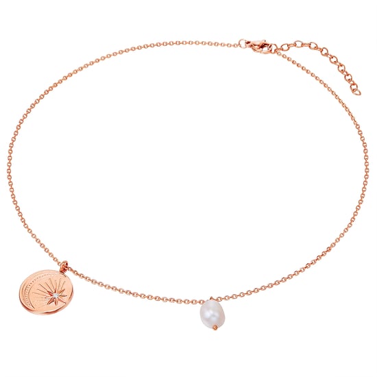 Necklace stainless steel rose gold freshwater cultured pearl white preciosa white Valero Pearls - Image 2
