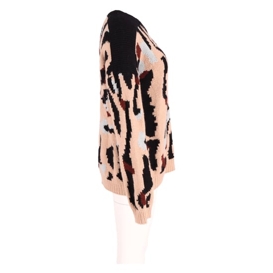 Chloe Printed Chunky Knit Sweater in Multicolor Cashmere - Image 5