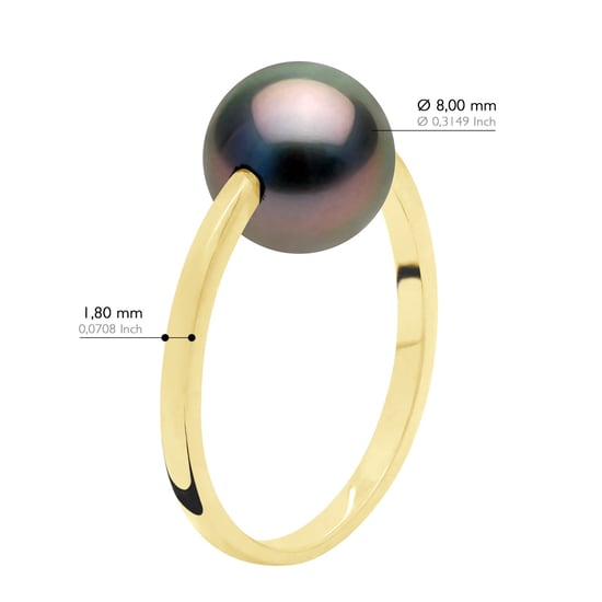 Ring - Yellow Gold - Real Cultured Tahiti Pearl Round 8-9 mm - Image 2