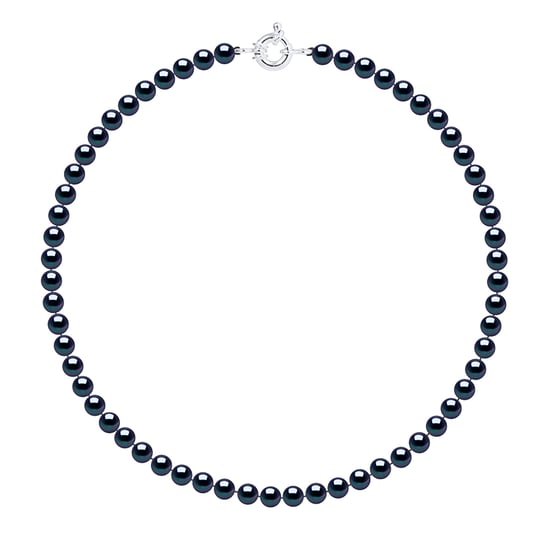 DIADEMA - Necklace - Real Freshwater Pearls and - Black Tahitian Style - Silver