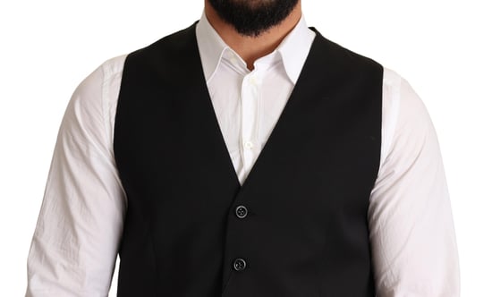 Chaleco Formal de Lana Negra para Hombre de Dolce & Gabbana - Image 4