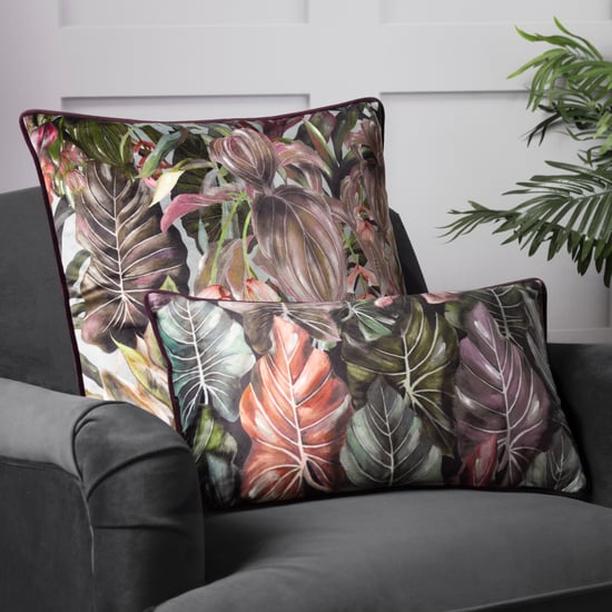 Funda de Cojín de Terciopelo con Bordes Mogori Leafage de Wylder Tropics - Image 3