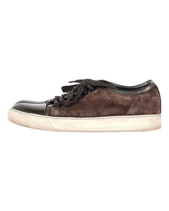 Lanvin Classic Tennis Sneakers in Brown Suede - Image 4