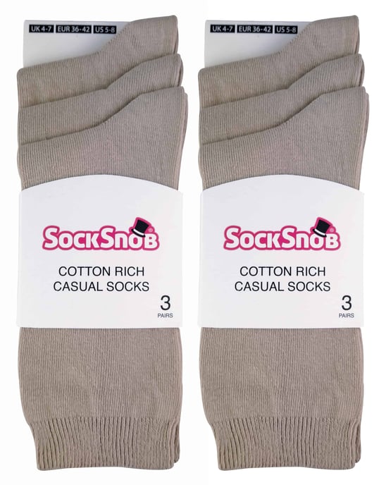 Sock Snob - 6 pares de calcetines de algodón de colores lisos para mujer - Image 2