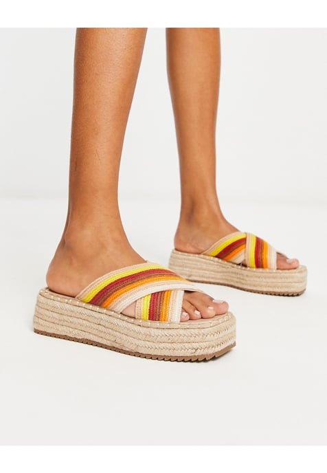 ASOS DESIGN Jazlyn flatform crochet mules in multi