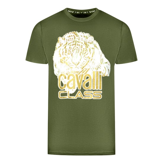 Camiseta Verde Grande con Logo de Tigre de Cavalli Class - Image 1
