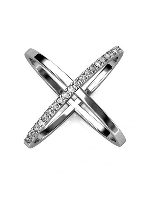 Anillo X Duo - Plata y Cristal - Image 1