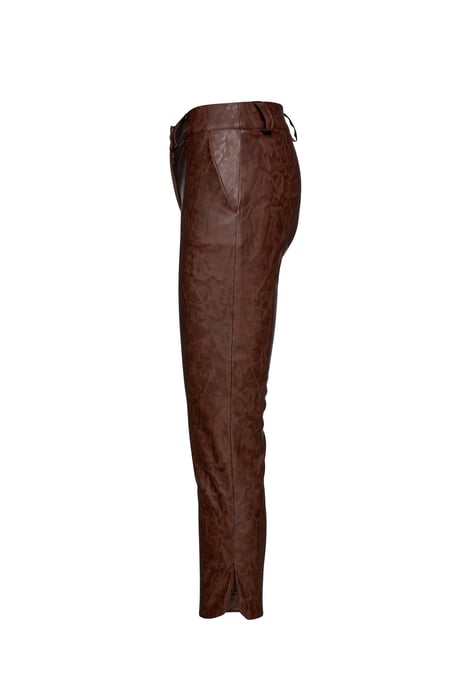 Chocolate Brown Faux Moire Leather 7/8 Pants