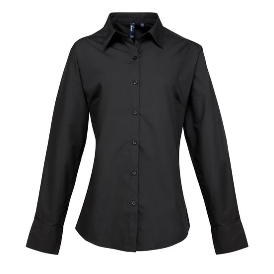 Premier Womens/Ladies Supreme Poplin Long-Sleeved Formal Shirt (Black) - Image 1