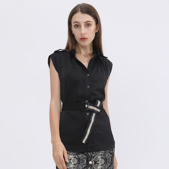 Mat satin sleeveless shirt - Image 1