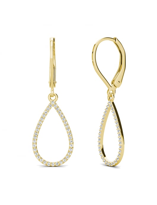 Pendientes de aro colgantes Laelia - Oro y cristal - Image 1