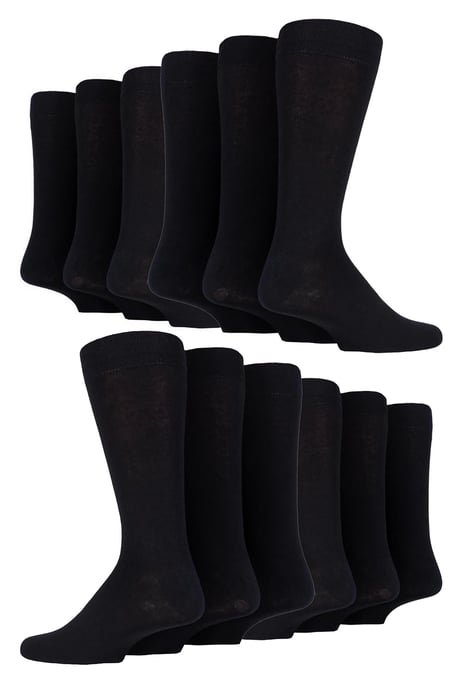 12 Pares Multipack Calcetines de Algodón a Rayas de Colores para Hombre | Sock Snob | Calcetines de Vestir Casual - Negro - Image 1