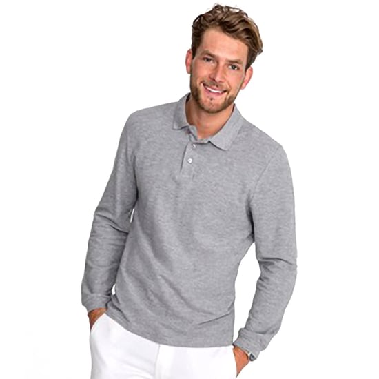 SOLS Mens Winter II Long Sleeve Pique Cotton Polo Shirt (Grey Marl) - Image 4