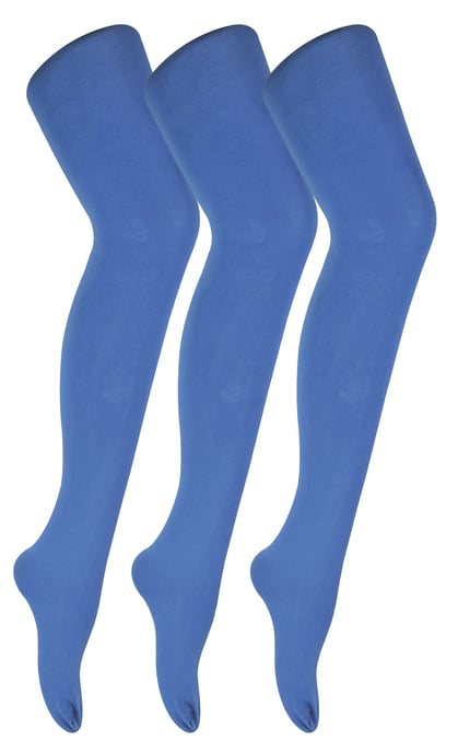 3 Pares de Mallas Opacas de 80 Deniers para Mujer | Sock Snob | Plain Block Colour Tights - Moonlight Blue - Image 1