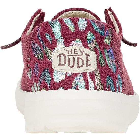 HEYDUDE Wendy Corduroy Leo Polyester Women's Burgundy Loafers - Image 2