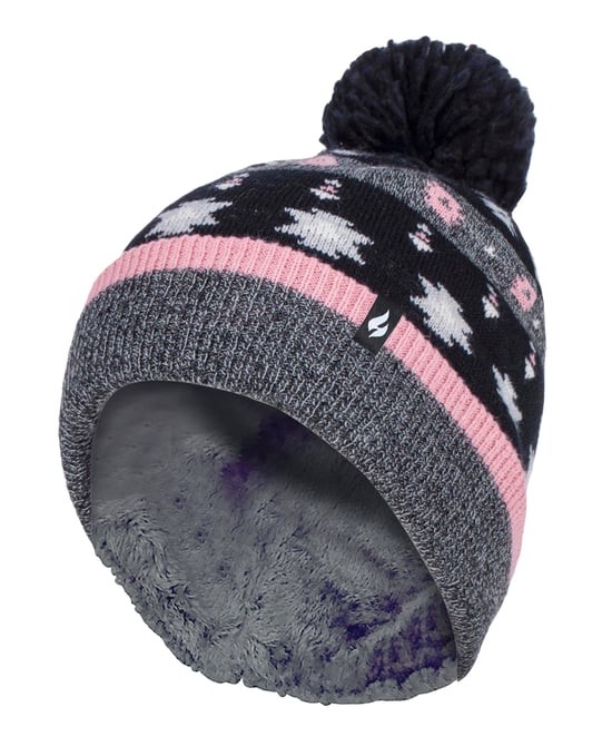 Heat Holders - Gorro de invierno con forro polar y pompones para mujer - Gris / Negro - Image 1