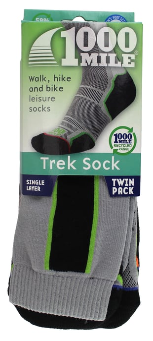 1000 Mile - Pack de 2 Calcetines de Senderismo para Hombre Trek Repreve Single Layer - Negro / Neón - Image 2