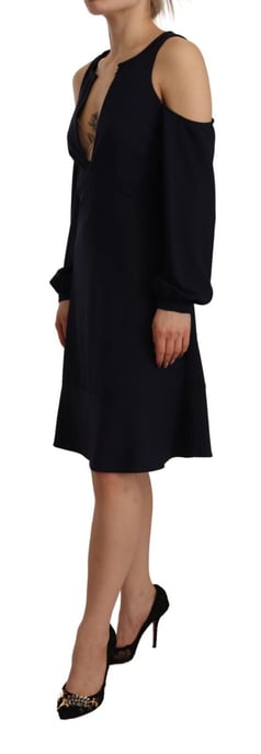 Vestido A-line de mangas largas y hombros descubiertos en negro para mujer Twinset - Image 2