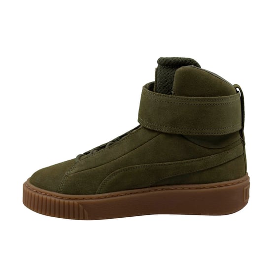 Puma Platform Mid OW Strap Leather Lace Up Green Womens Trainers 364588 01