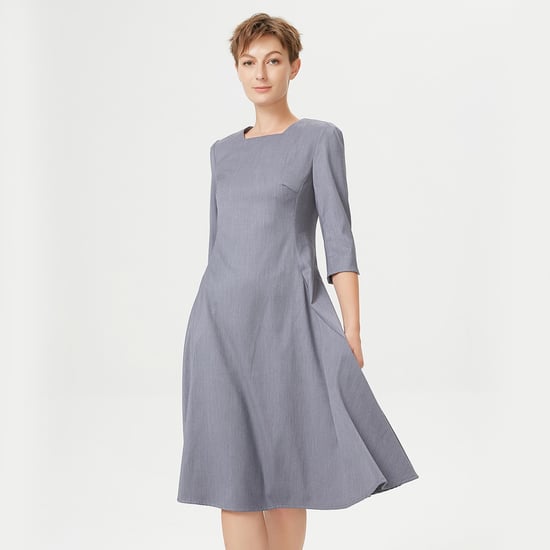 Flared tailor dress with square neckline - Image 1