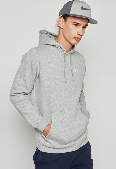Sudadera con capucha gris con logo bordado Club de Nike - Image 1