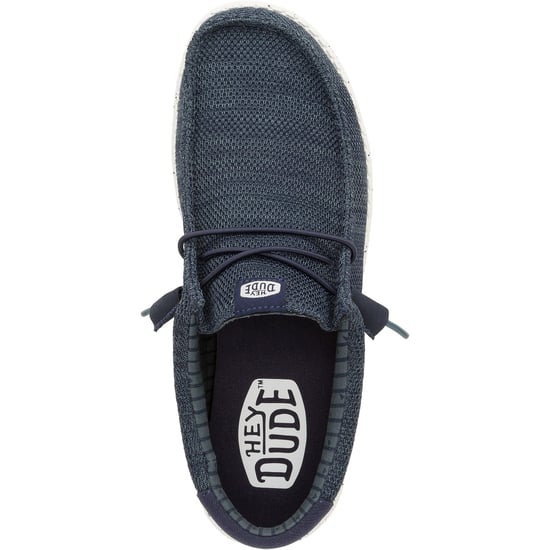 HEYDUDE Wally Stretch Mesh Polyester Men's Navy Boat Shoes - Image 4