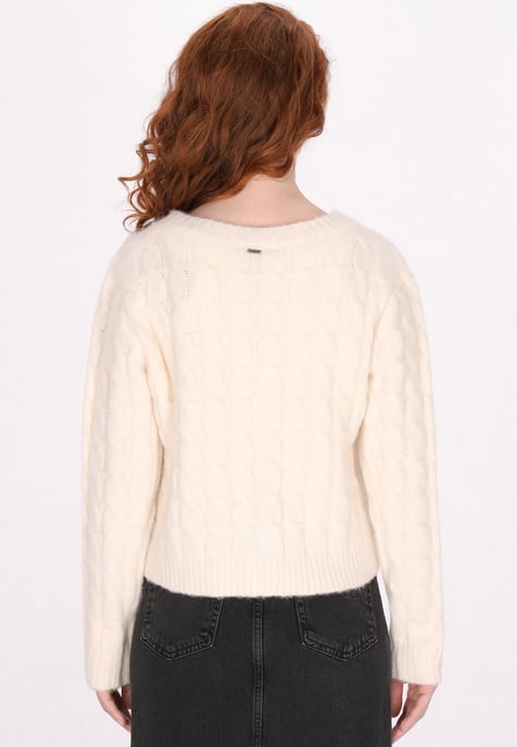 Dreimaster Cardigan women wool white melange - Image 4