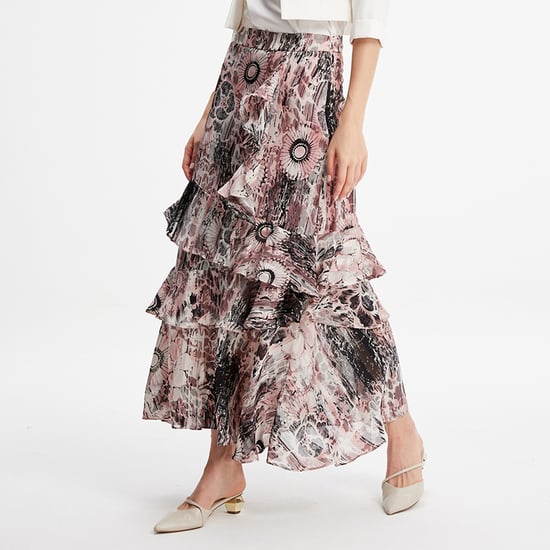 Long chiffon skirt with ruffles floral print - Image 2