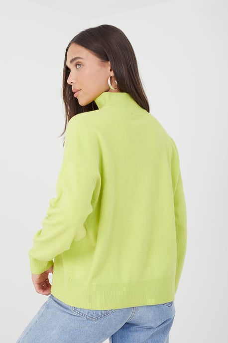 Lime 'Joey' 1/2 Zip Knitted Jumper