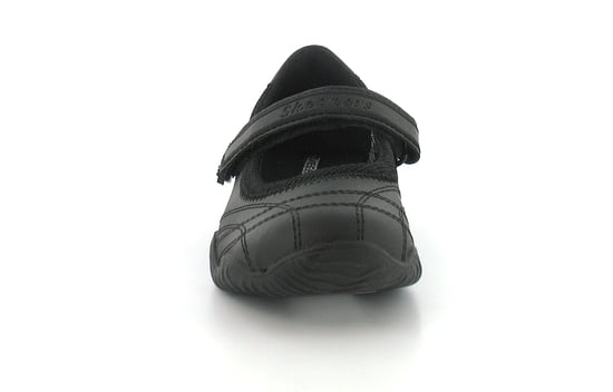New Girls Black Leather Skechers School Shoes With Touch Fastening - Image 2