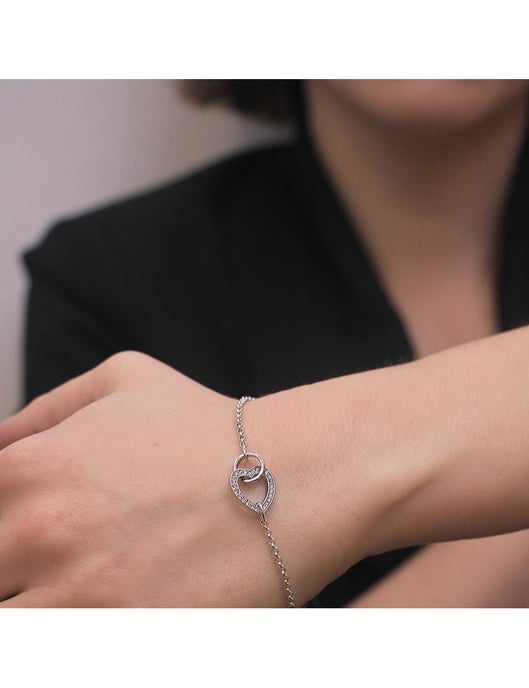 Pulsera Corazón Cerrado - Plata y Cristal - Image 2