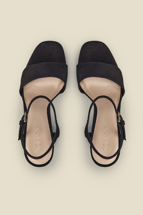 Arabella Black Suede Platform With Block Heel
