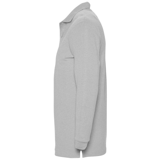 SOLS Mens Winter II Long Sleeve Pique Cotton Polo Shirt (Grey Marl) - Image 3