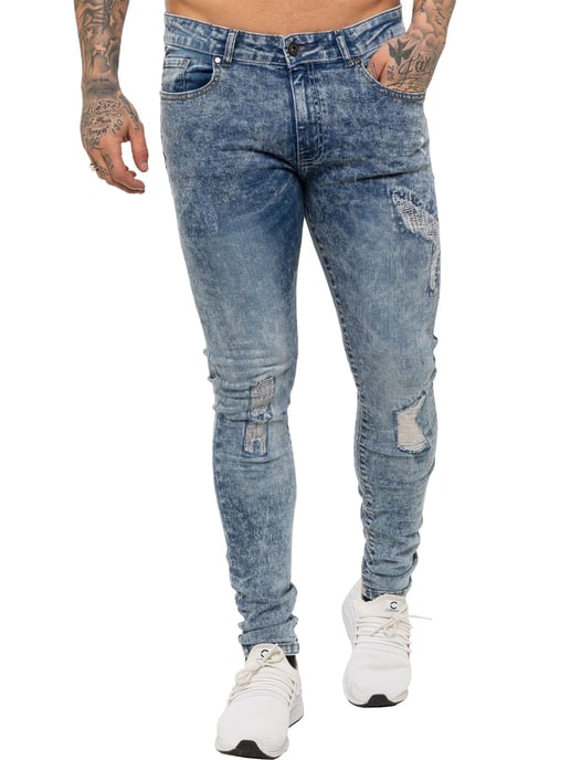 Enzo | Skinny Stretch Ripped Jeans Hombre - Azul claro - Image 2