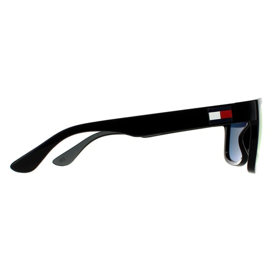 Tommy Hilfiger Rectangle Mens Black Red Mirror Sunglasses