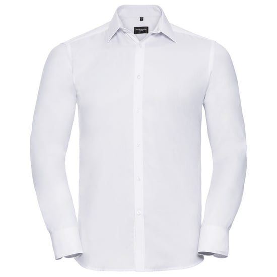 Russell Collection Mens Herringbone Long-Sleeved Formal Shirt (White) - Image 1