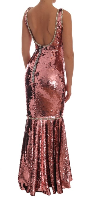 Vestido de noche de cristal con flecos y lentejuelas rosas de Dolce & Gabbana para mujer - Image 3