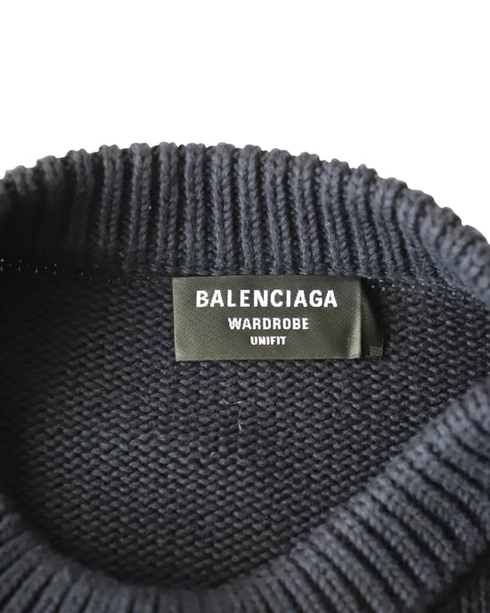 Balenciaga Oversized Embroidered College Logo Crewneck in Navy Blue Cotton - Image 4