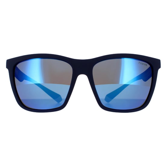 Gafas de sol polarizadas Polaroid Rectangle para hombre en azul, gris y azul espejo - Image 1