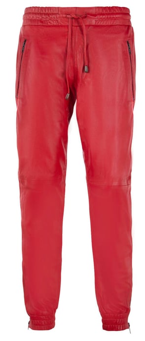 Mens Leather Jogging Bottoms-Boston