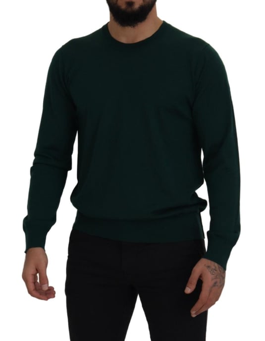 Suéter de hombre de cuello redondo de cashmere verde Dolce & Gabbana - Image 5