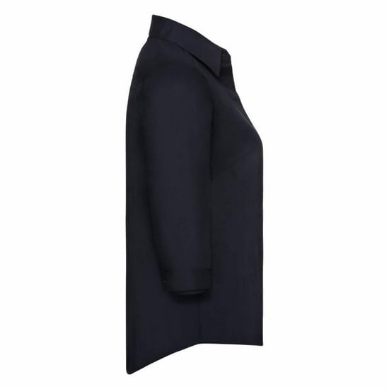 Russell Collection Ladies 3/4 Sleeve Poly-Cotton Easy Care Fitted Poplin Shirt (French Navy) - Image 3