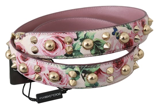 Correa de hombro de cuero con tachuelas de flores rosas para mujer de Dolce & Gabbana - Image 2