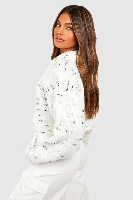 Soft Knit Nep Yarn Half Zip Collar Jumper - Image 2