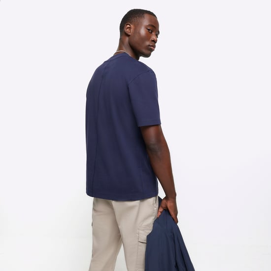 River Island Mens T-Shirt Navy Ri Studio Regular Fit
