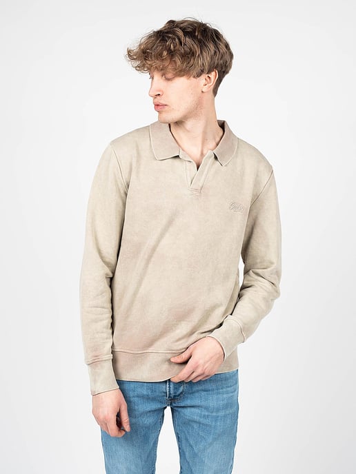 Guess Sudadera Polo Collar Hombre Beige - Image 3