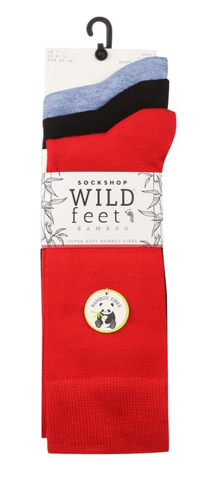 Wild Feet - Paquete de 3 calcetines de bambú transpirables de colores lisos para hombre - Image 2
