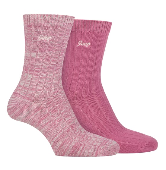Womens Walking Boot Socks | Jeep | 2 Pack Calcetines Running Poliéster Alto Rendimiento - Cerise / Cream - Image 1